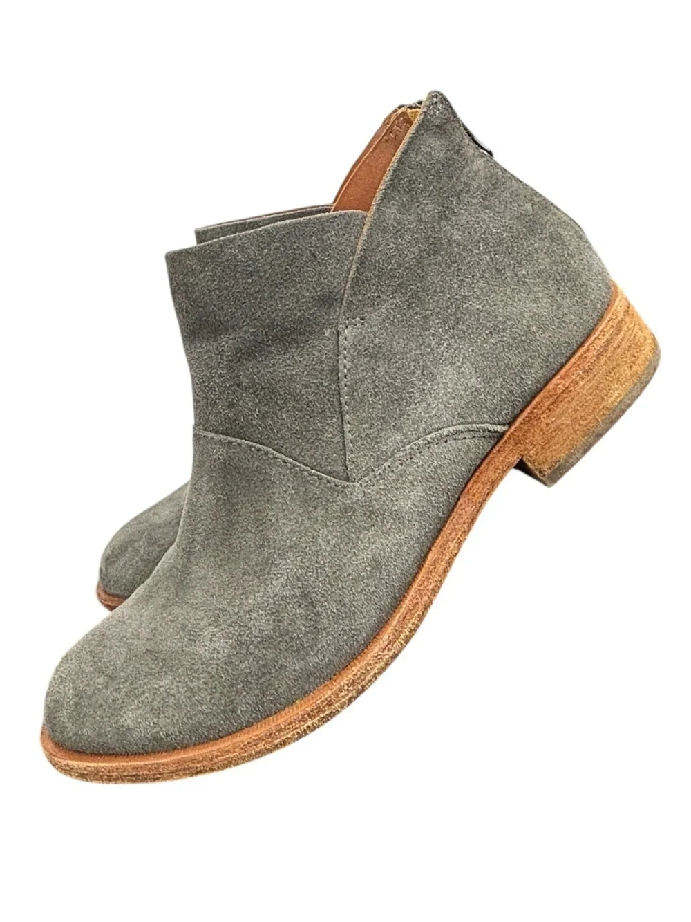 Kork Ease Gray Ankle Boots Leather Size 7.5 Comfort Contemporary Fall